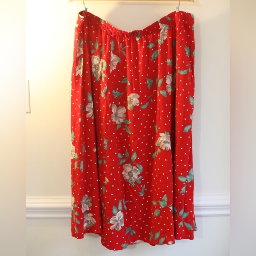 Southern Lady Red Floral A-Line Skirt‎